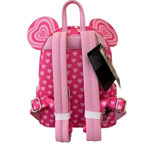 Loungefly Mickey and Minnie Love Story Pink Heart Mini Backpack Bow Hearts NWT main image 5